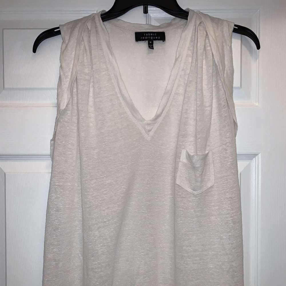 Robert Rodriguez White Linen Tank Top